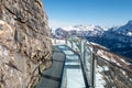 The Thrill Walk at Birg near Schiltorn in the Swiss Alps. It`s a steel pathway built into the mountainside. Royalty Free Stock Photo