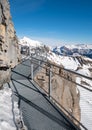 The Thrill Walk at Birg near Schiltorn in the Swiss Alps. It`s a steel pathway built into the mountainside. Royalty Free Stock Photo