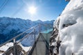 The Thrill Walk at Birg near Schiltorn in the Swiss Alps. It`s a steel pathway built into the mountainside. Royalty Free Stock Photo