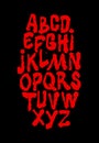 Thriller brush calligraphy hand lettering font. Vector alphabet