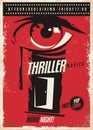 Thriller movies marathon retro poster design idea Royalty Free Stock Photo