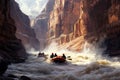 Thrilling Adventure of River Rafters Confronting Powerful Rapids inSteep Canyon