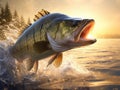 Thrilling Capture of a Largemouth Bass Leaping from the Depths Royalty Free Stock Photo