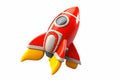 Thrilling Expedition Isolated 3D Toy Rocket Illustration on Transparent Background. Generative AI