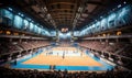 The Thrilling Game: A Spectacular Indoor Basketball Court Filled with Enthusiastic Fans