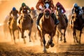 Thrilling Horse Race in Action. Generative AI