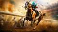 Thrilling Horse Race in Action. Generative ai
