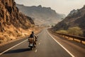 Thrilling mountain road trip adventurous motorcyclist touring breathtaking scenic routes Royalty Free Stock Photo