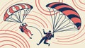 Thrilling parachuters descending with abstract dynamic background. vector design Generative AI Royalty Free Stock Photo