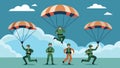A thrilling parachuting demonstration by the elite paratroopers of the base showing off their expert skills and