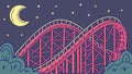 Thrilling Roller Coaster at Night, Amusement Park Excitement, vector design Generative AI Royalty Free Stock Photo
