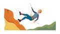 Thrilling Scene of Man Rappelling Down a Mountain Cliff, vector design Generative AI Royalty Free Stock Photo