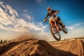 Thrills in the Wilderness: Motocross Unleashed in Nature Royalty Free Stock Photo