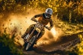 Thrills in the Wilderness: Motocross Unleashed in Nature Royalty Free Stock Photo