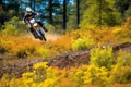 Thrills in the Wilderness: Motocross Unleashed in Nature Royalty Free Stock Photo