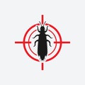 Thrips icon red target. Insect pest control sign