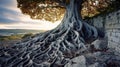 thriving tree and roots Royalty Free Stock Photo