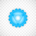 Throat chakra Visuddha in blue color isolated on transparent background. Isoteric flat icon. Geometric pattern.