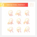 Throat problem diagnostics pixel perfect gradient linear vector icons set