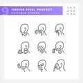 Throat problem diagnostics pixel perfect linear icons set