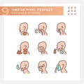 Throat problem diagnostics pixel perfect RGB color icons set