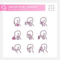 Throat problem diagnostics pixel perfect RGB color linear icons set