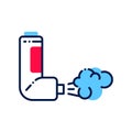 Throat spray line color icon. Asthma inhaler. First aid. Lung disease treatment. Sign for web page, mobile app, button, logo