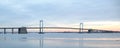 throgs neck bridge at sunset in new york city queens long island sky water Royalty Free Stock Photo