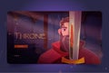 Throne cartoon landing page, warrior with sword