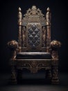 Throne Chair Isolated isolated on dark background. black royal chair. AI Generative