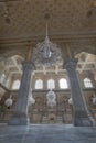 Throne and Chandeliers at Chowmahalla Palace Royalty Free Stock Photo