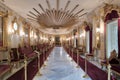 Throne Hall at Manial Palace of Prince Mohammed Ali Tewfik with ornate ceiling and gold plated armchairs, Cairo, Egypt