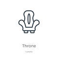 Throne icon. Thin linear throne outline icon isolated on white background from luxury collection. Line vector throne sign, symbol