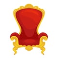 Throne king with gold armrest and legs cartoon red icon. Seignorial expensive rich chair. Armchair. Royalty Free Stock Photo