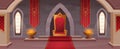 Throne room. Medieval castle interior, royal hall in kingdom palace cartoon vector background illustration Royalty Free Stock Photo