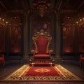 A throne in a room with a red carpet game background Royalty Free Stock Photo