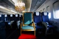 Throne seat in the airplane first business class Royalty Free Stock Photo