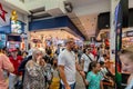 Throng of shoppers inside Sydney Fish Market, Sydney, New South Wales, Australia