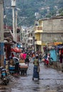 Crowded city streets of Cap Haitien, Haiti.