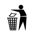 Throw away in the trash can Simple icon on product packaging and box Royalty Free Stock Photo