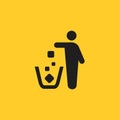 throw the garbage in its place. people sign icon
