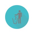 Throw garbage long shadow icon. Simple glyph, flat vector of web icons for ui and ux, website or mobile application