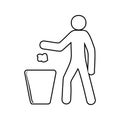 throw garbage into the trash can icon. Element of Ecology for mobile concept and web apps icon. Thin line icon for website design