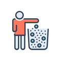 Color illustration icon for Throw, trash and garbage