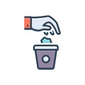 Color illustration icon for Throw, trash bin and garbage