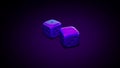 Throw rollin two purple iridescent dice casino neon uv light rainbow ultraviolet animation