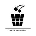 Throw rubbish pixel perfect black glyph icon