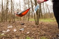 Throwing away face mask. Earth Day. The problem of humanity and planet Earth Royalty Free Stock Photo