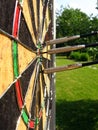 Throwing of darts in a target