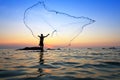 Throwing fishing net Royalty Free Stock Photo
